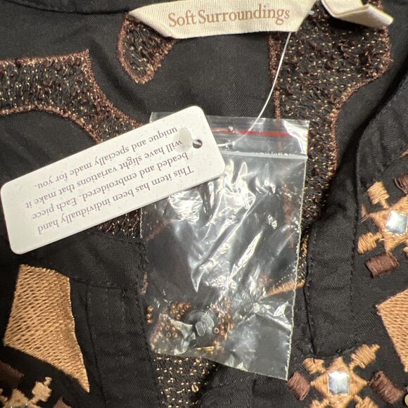 Soft Surroundings NWT Tunic Dress Medium Sequins Embroidery 3/4 Sleeve Anantara - Picture 3 of 9